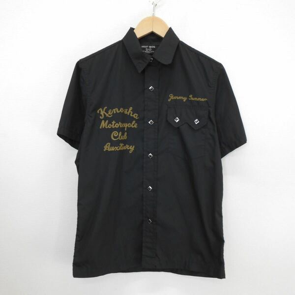 WESTRIDE ウエストライド 刺繍 半袖ワークシャツ ミリタリーシャツ S 10116569