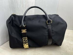 送料無料S85508 モスキーノ MOSCHINO ミニ ボストンバッグ ロゴ金具 黒 ブラック 鞄 バッグ