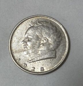 ２シリング　銀貨　シューベルト　1928年