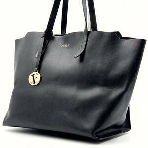 【最高の品質】 1円〜 FURLA フルラ メンズ トートバッグ ハンド ビジネス 肩掛け レザー 本革 ロゴ A4 書類 かばん 黒 ブラック メンズ