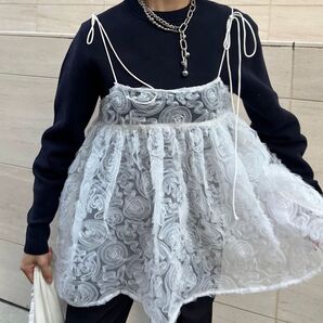 キャミソール 新品bibiy FLORENCE BUSTIERホワイト花柄 レース femme