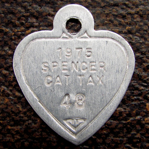 【キャットタグ】1975年 Cat Tag Spencer ビンテージ アンティーク 骨董 猫 キーホルダー ドッグタグ ネックレス等に 