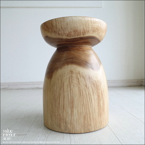 無垢材 マッシュルームスツールN01 イス 椅子 ベンチ 木製スツール 花台 ナチュラル モンキーポッド 送料無料
