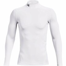UNDER　ARMOUR 　　コンプレッション　ハイネック長袖　ホワイト 　SM　モックシャツ　55%OFF　1366072_画像1