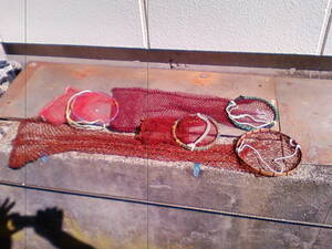  fish net, creel,. inserting. secondhand goods 4 piece set.
