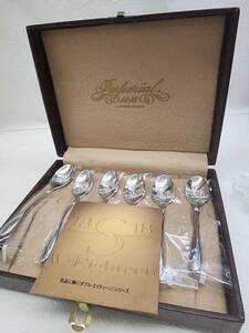 *1259 R60521 unused AZUMAazuma imperial coffee spoon 6 pcs set 18-18 stainless steel 17241 case *. attaching *