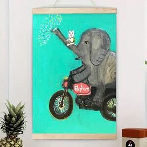 ゾウに乗る猫　レトロ　ねこ　アートポスター　リビング　玄関　トイレ　子ども部屋　キッチン　寝室　ディスプレイ　プレゼント　