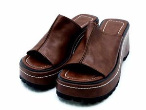  beautiful goods SLY Sly thickness bottom mules sandals sizeM(23.5cm rank )/ tea #* * eeb6 lady's 