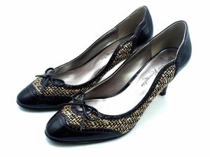 ginza kanematsu Ginza Kanematsu switch middle heel pumps size24cm/ beige x tea ## * eed0 lady's 