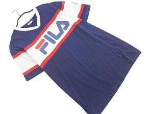 FILA フィラ ロゴ Vネック カットソー sizeM/紺x赤x白 ■◆ ☆ eea1 メンズ