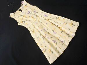 dazzlin ダズリン 花柄 タック ノースリーブ ワンピース sizeS/黄 ■◆ ☆ eea7 レディース