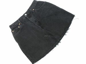 LEVI’S リーバイス 550 カットオフ ミニ デニムスカート sizeM/黒 ■◆ ☆ eea8 レディース