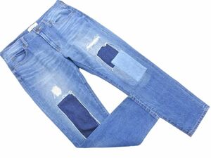 LOWRYS FARM Lowrys Farm damage processing tapered Denim pants sizeL/ blue ## * eeb0 lady's 