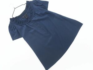 ネコポスOK マークバイマークジェイコブス シルク混 プリーツネック ブラウス シャツ sizeS/紺 ■◆ ☆ eea9 レディース