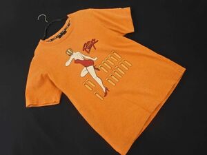 ネコポスOK FAT エフエイティー プリント Tシャツ オレンジ ■◆ ☆ eeb0 メンズ