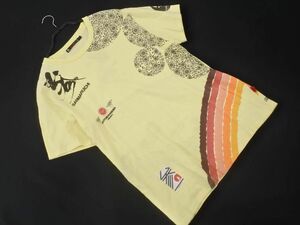 参丸一 サンマルイチ 和柄 刺繍 Tシャツ sizeL/黄 ■◆ ☆ eeb0 メンズ