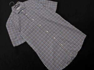 ネコポスOK Ermenegildo Zegna エルメネジルド ゼニア チェック シャツ sizeS/青x茶 ■◆ ☆ eeb0 メンズ