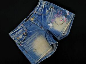 REDPEPPER red pepper embroidery butterfly floral print Short Denim pants size27/ blue #* * eeb4 lady's 