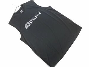  cat pohs OK ONEHUNDRED ATHLETIC one hand re doors re сhick Logo print no sleeve cut and sewn sizeXL/ black #* * eeb4 men's 