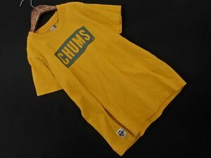  cat pohs OK CHUMS Chums Logo print T-shirt sizeM/ yellow #* * eeb4 lady's 