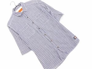 Dickies ディッキーズ ストライプ デニム シャツ sizeM/青 ■◆ ☆ eeb4 メンズ