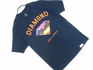 ネコポスOK DIAMOND SUPPLY CO. ダイヤモンドサプライ USA製 プリント Tシャツ sizeL/濃紺 ■◆ ☆ eeb4 メンズ