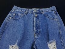 JORDACHE ジョルダッシュ ダメージ加工 ボタンフライ カットオフ テーパード デニムパンツ size29/青 ■■ ☆ eeb4 レディース_画像3