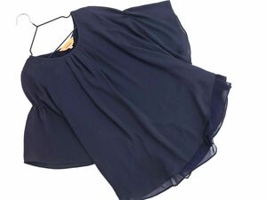  cat pohs OK SunaUna SunaUna tuck flair blouse shirt size38/ navy blue #* * eeb5 lady's 