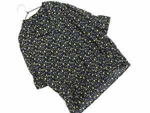  cat pohs OK INGNI wing floral print open color blouse shirt sizeM/ black #* * eeb5 lady's 