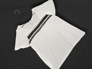  Sunao Kuwahara square neck race cut and sewn sizeM/ white #* * eeb7 lady's 