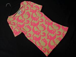  cat pohs OK VERSACE Versace total pattern cut and sewn sizeM/ beige x pink #* * eeb6 lady's 