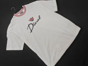 ネコポスOK DIESEL ディーゼル ロゴ 刺繍 Tシャツ sizeS/白 ■◆ ☆ eeb6 メンズ