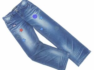 REDPEPPER red pepper rhinestone badge USED processing Denim pants size27/ navy blue ## * eeb6 lady's 