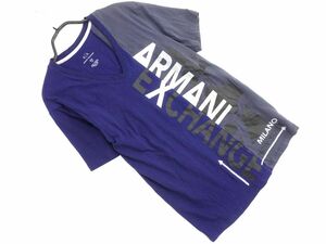 ARMANI EXCHANGE Armani Exchange Logo принт футболка sizeXS/ темно-синий x серый #* * eec0 мужской 