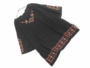 PAR ICIpa-lisi. embroidery pull over blouse shirt sizeF/ black #* * eec0 lady's 