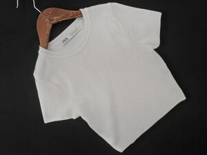 ZARA ザラ ショート丈 ニット カットソー sizeM/白 ■◆ ☆ eec0 レディース