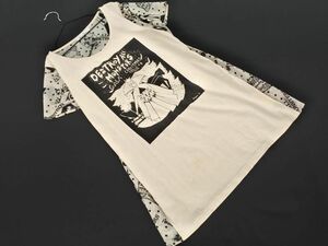 ネコポスOK HYSTERIC GLAMOUR ヒステリックグラマー プリント 切替 Tシャツ sizeF/アイボリー ■◆ ☆ eec0 レディース