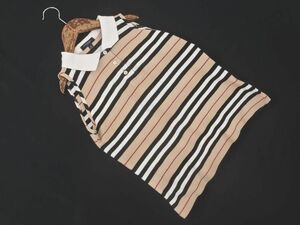 BURBERRY バーバリー ノースリーブ ボーダー ポロシャツ sizeM/ベージュｘ黒 ■◆ ☆ eec4 レディース