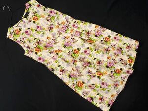 Talbots タルボット サテン 花柄 ノースリーブ Aライン ワンピース size12/アイボリー ■◆ ☆ eec3 レディース