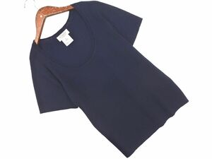 Talbots タルボット Uネック 半袖 ニット セーター sizeS/紺 ■◆ ☆ eec7 レディース