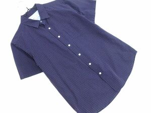  cat pohs OK THE SHOP TK The shop tea ke- Takeo Kikuchi total pattern shirt sizeL/ navy blue #* * eec7 men's 