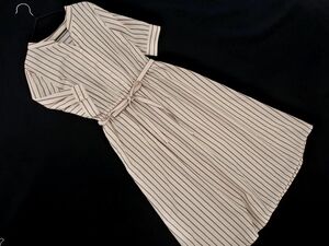  cat pohs OK Natural Beauty Basic stripe A line One-piece sizeS/ beige #* * eec8 lady's 