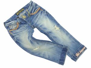 REDPEPPER красный перец вышивка заклепки стразы укороченные брюки Denim брюки size25/ темно-синий #* * eec9 женский 