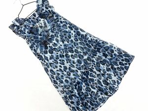  cat pohs OK VIVAYOU Vivayou Leopard pattern sia- French sleeve tunic One-piece size4/ blue #* * eec9 lady's 