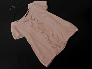 QUEENS COURT Queens Court frill tuck pull over blouse shirt size2/ pink #* * eec9 lady's 