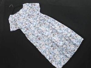  cat pohs OK BEAMS LIGHTS Beams laitsu floral print One-piece size38/ white x blue x gray #* * eed1 lady's 