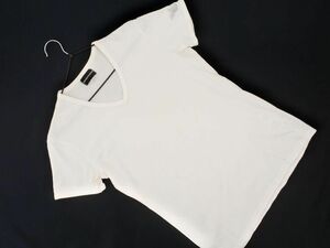 ネコポスOK EMPORIO ARMANI エンポリオアルマーニ ラインストーン Vネック Tシャツ sizeL/アイボリー ■◆ ☆ eed1 メンズ