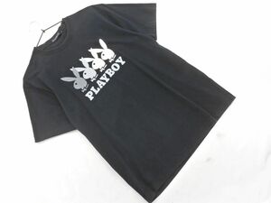 ネコポスOK PLAYBOY プレイボーイ プリント Tシャツ sizeL/黒 ■◆ ☆ eed1 メンズ