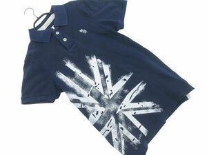 Abercrombie & Fitch アバクロンビー＆フィッチ プリント ポロシャツ sizeM/紺 ■◆ ☆ eed0 メンズ