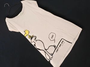 ネコポスOK KUMIKYOKU 組曲 大きいサイズ スヌーピー PEANUTS フレンチスリーブ カットソー size7/ピンクベージュ ■◆ ☆ eed0 レディース